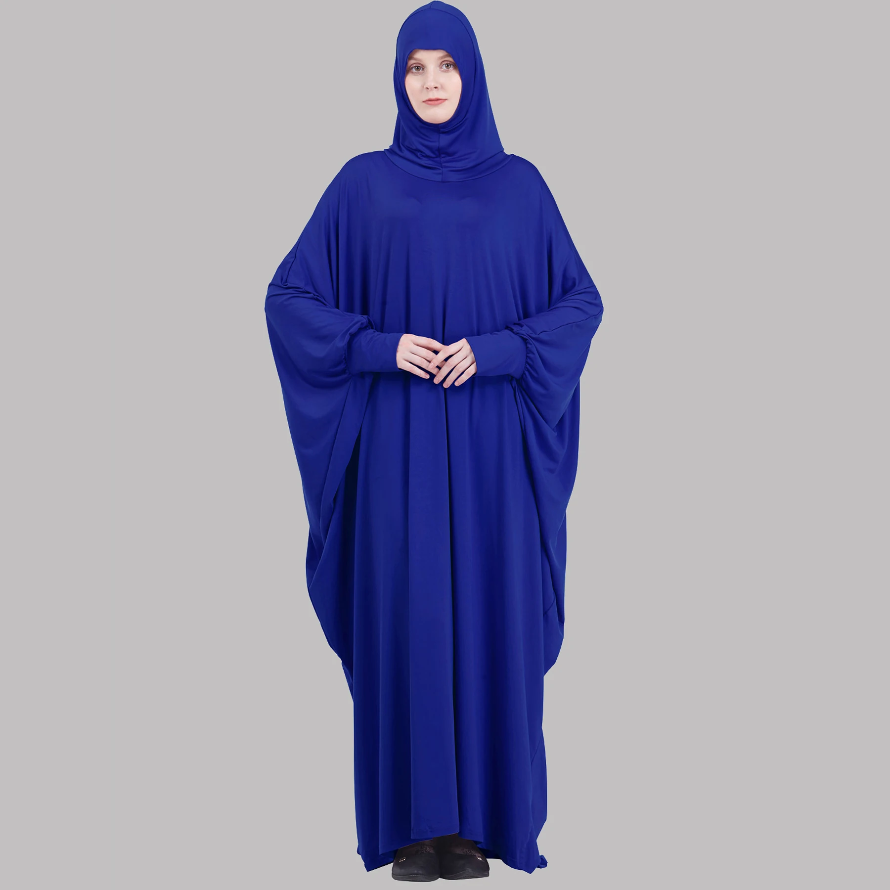 

One Piece Prayer Outfit Muslim Women Abaya Jilbaab with Sleeves Prayer Dress Attached Scarf Islam Hajj and Umrah Clothes Saudis
