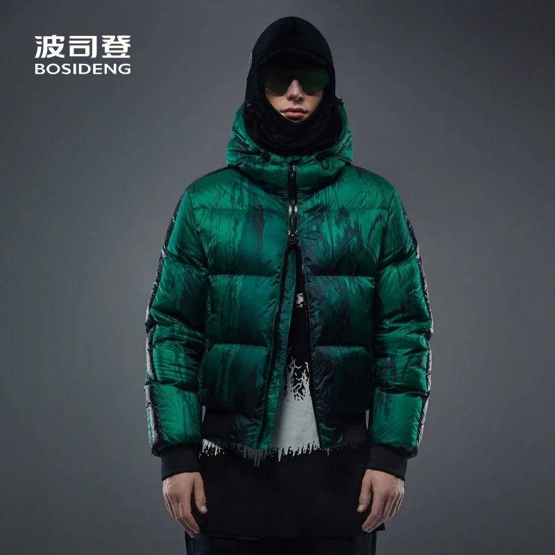 

BOSIDENG fashion show style winter down jacket for men goose down coat deep green fashion coat warm jacket B90142913