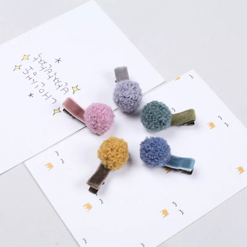 1 шт. милые шерстяные мини заколки с помпоном плюшевые для волос маленьких
