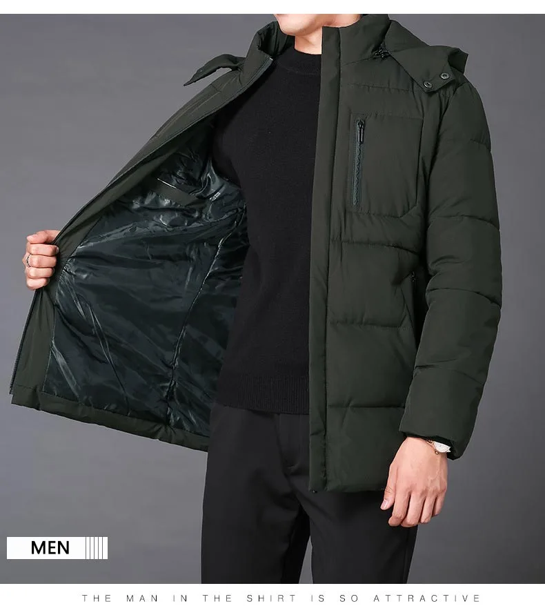 New Men's Winter Down Jacket High Quality Thick Winter Middle-Aged Warm Long Coat Cotton Clothes Men Parkas