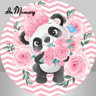 InMemory фоны для фотосъемки с изображением круга розовых белых полосатых цветов милой панды для маленьких девочек на 1-й день рождения