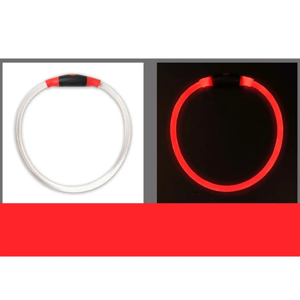 Nylon LED Pet Dog Collar Night Safety Flashing Glow In the Dark Dogs Leash Neck Band Luminous Fluorescent Collars | Дом и сад