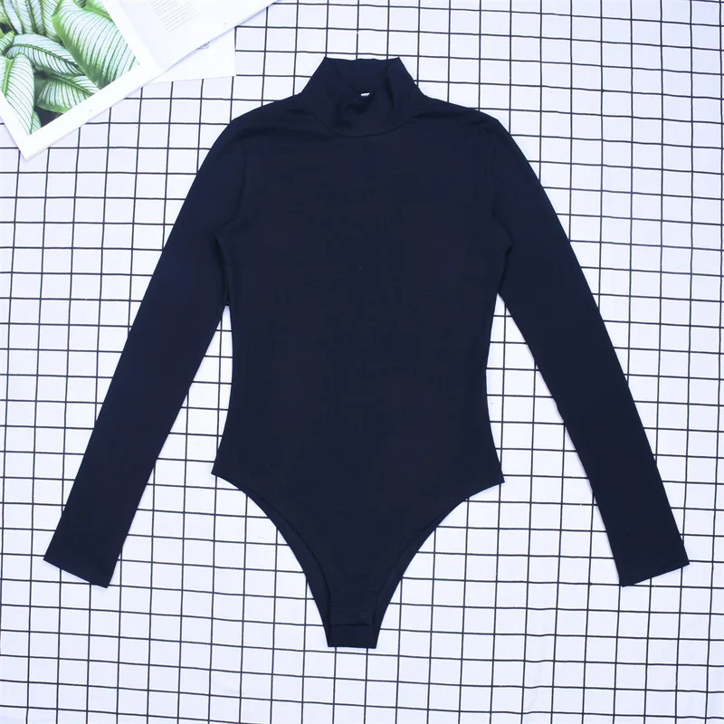 

2021 Autumn Winter Female O Neck Long Sleeve Playsuits Women Sexy Bodysuit Slim Fit Fashion Solid Bodysuit Warm Clothes Rompers