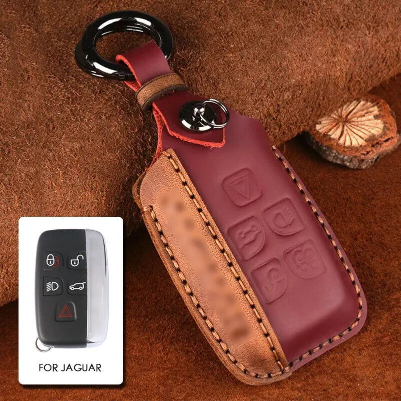 Jauger - Red Для Jaguar Land Rover автомобильный брелок кольцо чехол держатель ручной работы из натуральной кожи - Название цвета: Jauger - Red