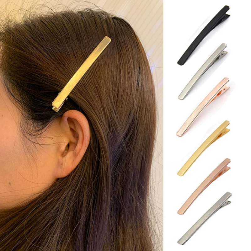 

1Pair Duckbill Clip Headwear Simple Side Hairpin Barrette Girls Fixed Bangs Hair Accessories for Women