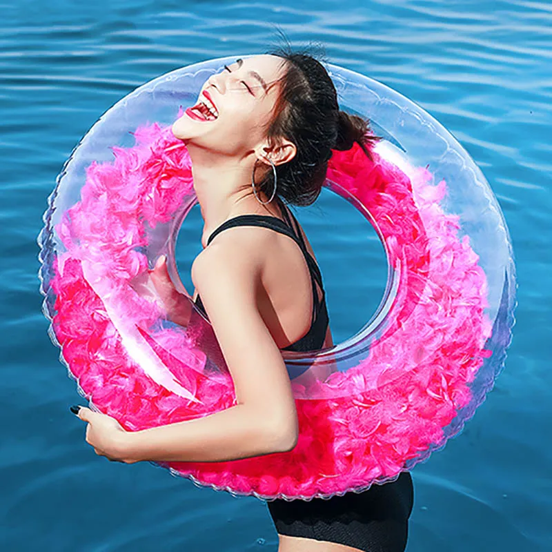 

2020 New Summer Beach Swim Circle Float Feather Sequins Inflatable Swimming Ring Shining Love Circle Swimming Float Circle