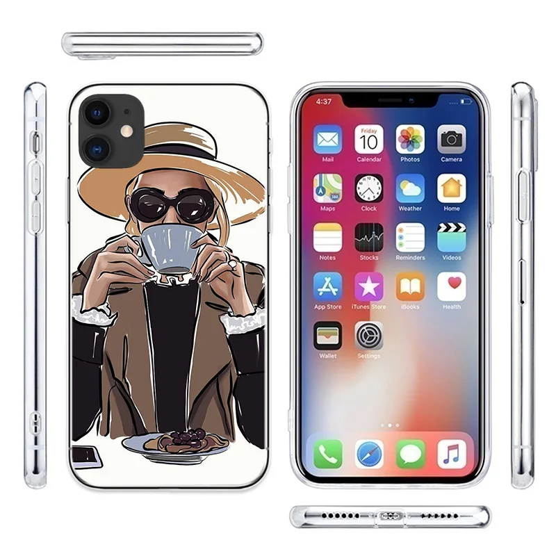 Модный женский чехол для телефона с изображением девушки IPhone 11 Pro Max 8 Plus 7 6S 5S SE X XS