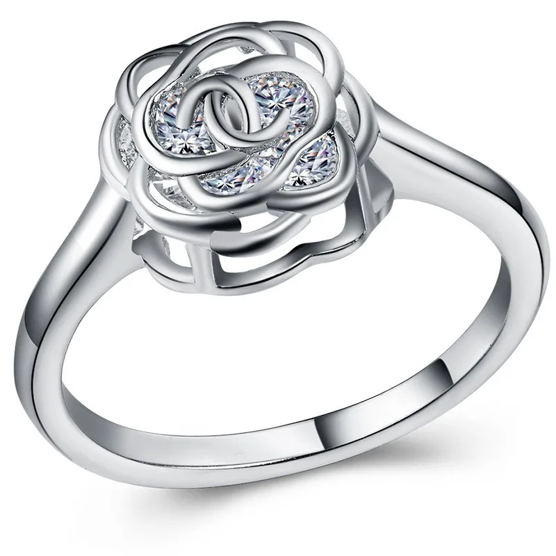 Rose Gold S925 Silver Charm Inlaid Zircon Ring Fashion Jewelry Lady New Gift Jewellery | Украшения и аксессуары