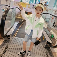 summer fashion girls hooded thin jackets kids all match long sleeve sun protective coat clothes for 3 4 5 6 7 8 9 10 11 12 years