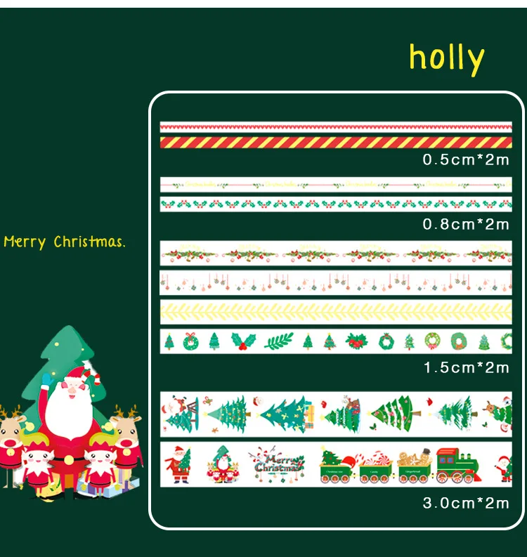 10pcs/set Happy Christmas cute Release paper tape set Lovely New Year style decorative tape bullet journal sticker kawaii