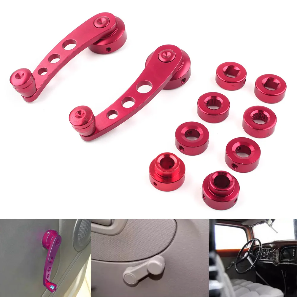 

2 предмета в комплекте, Красный ЧПУ Алюминий универсальная ручка окна автомобиля намотки стояк намотки рукоятки стояк