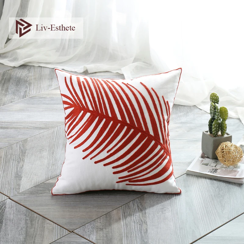 Liv Esthete современный европейский лист 100% хлопок наволочка вышивка декоративная