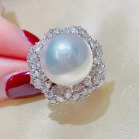 meibapj luxurious natural freshwater pearl flower ring real 925 sterling silver fine wedding jewelry for women