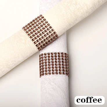 coffee 6 шт., кольца для салфеток, стулья, пряжки, вечерние свадебные украшения, блестящие украшения, банты со стразами, держатель для салфеток ручной работы - Цвет: coffee
