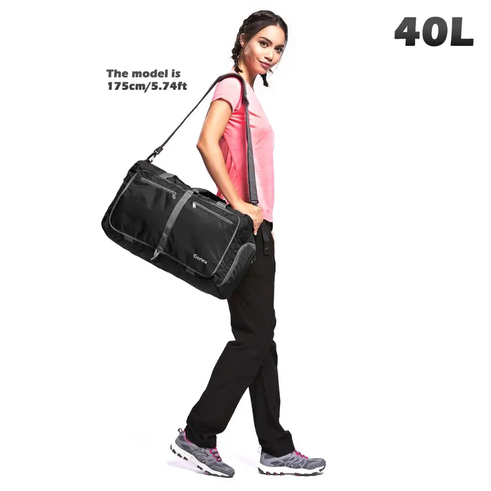 Black Gonex 40L дорожная сумка для багажа для мужчин и женщин 210d нейлон дорожные сумки складные Сверхлегкая сумка для отдыха деловой поездки - Цвет: Black
