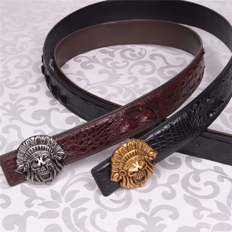 Уникальные дизайнерские подлинные мужские ремни из натуральной крокодиловой