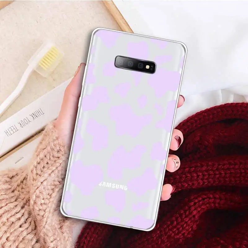 

Cow color Print fashion Pattern texture Phone Case Clear Transparent for samsung A 21s 50 71 S 8 9 20 note 10 20 plus ultra