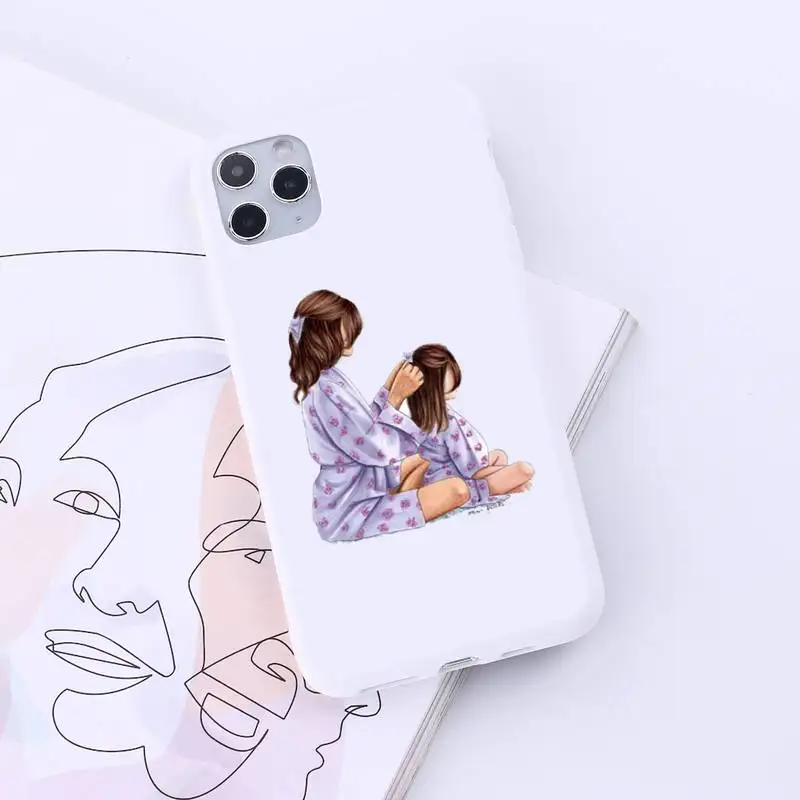 

Mom and baby love coque funda cover Phone Case Candy Color for iPhone 6 7 8 11 12 s mini pro X XS XR MAX Plus