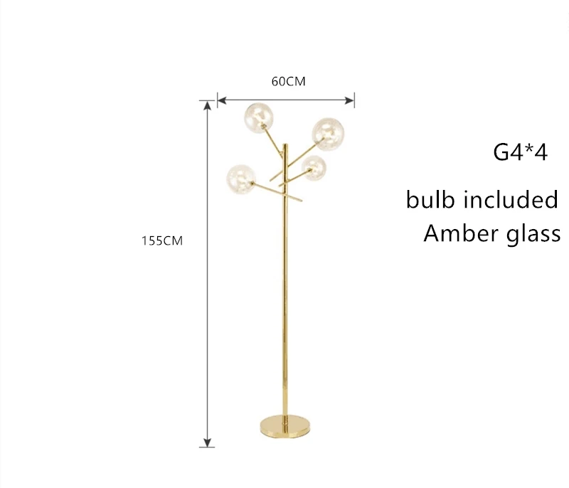 Стеклянная Напольная Лампа G4 в форме шара стоячая лампа из янтарного стекла