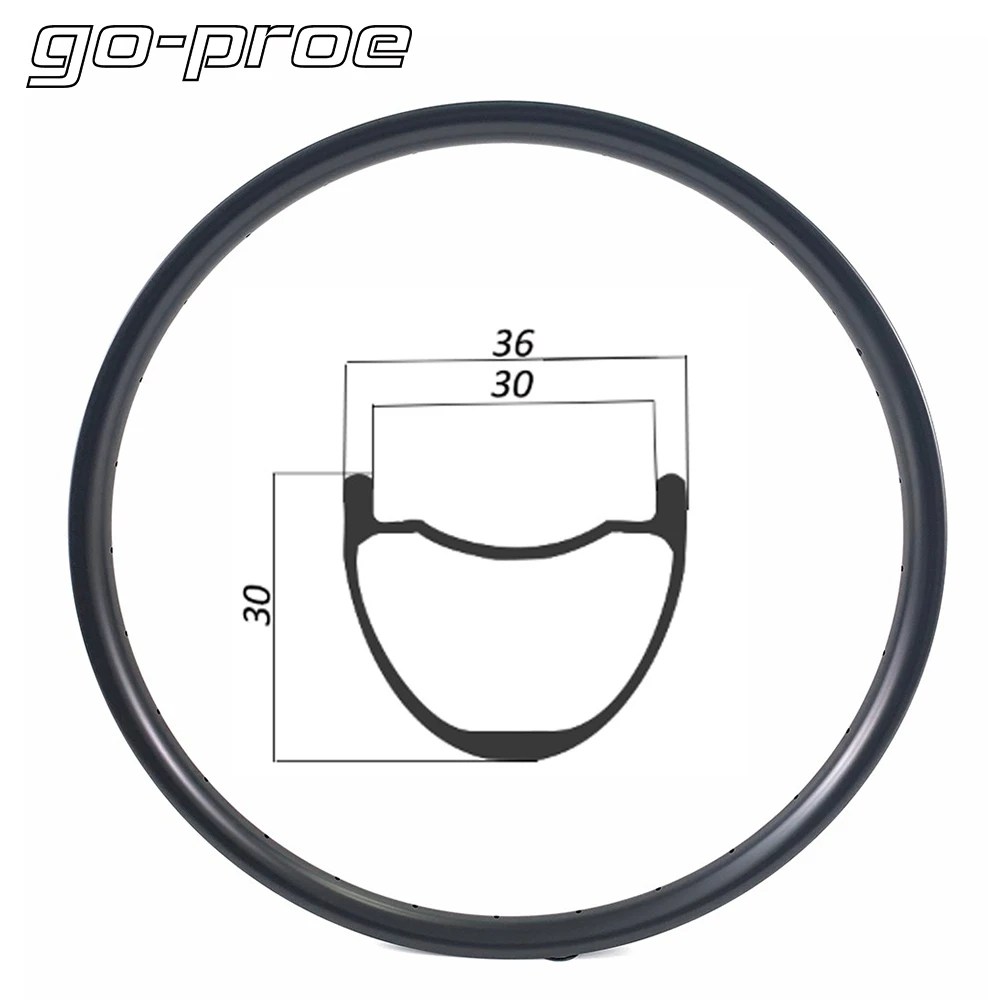 

Go-proe Mtb Carbon Rim 29er 36mm Width 30mm Depth XC AM Mountain Bicycle Rims Hookless High Quality Carbon Fibe Bike Wheels