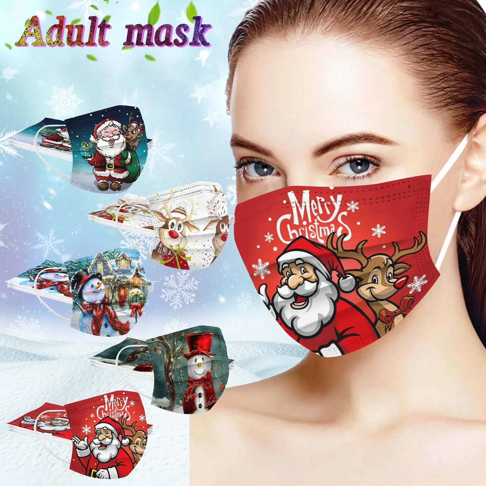 10pc Navidad adultos desechables máscara Industrial 3ply gancho para la oreja máscara estampado de