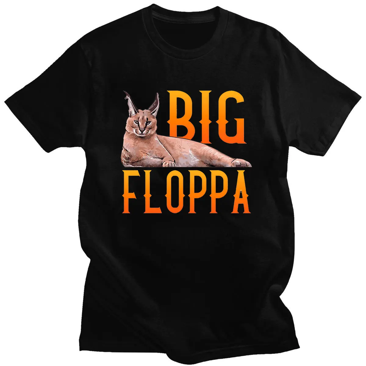 Popular Hot Sale Couple Wear Big Floppa Meme Cute Caracal Cat Print Couple Hip-pop T-Shirt Comfortable High Quality O-neck Tees