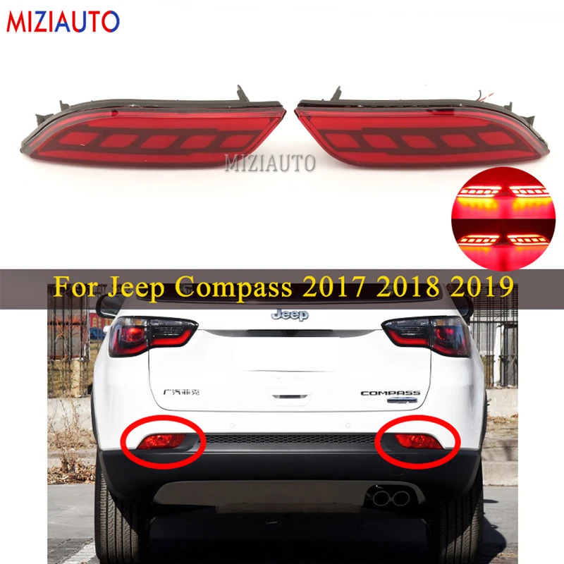 1 пара светодиодный задний бампер отражатель светильник для Jeep Compass 2017 2018 2019 Хвост