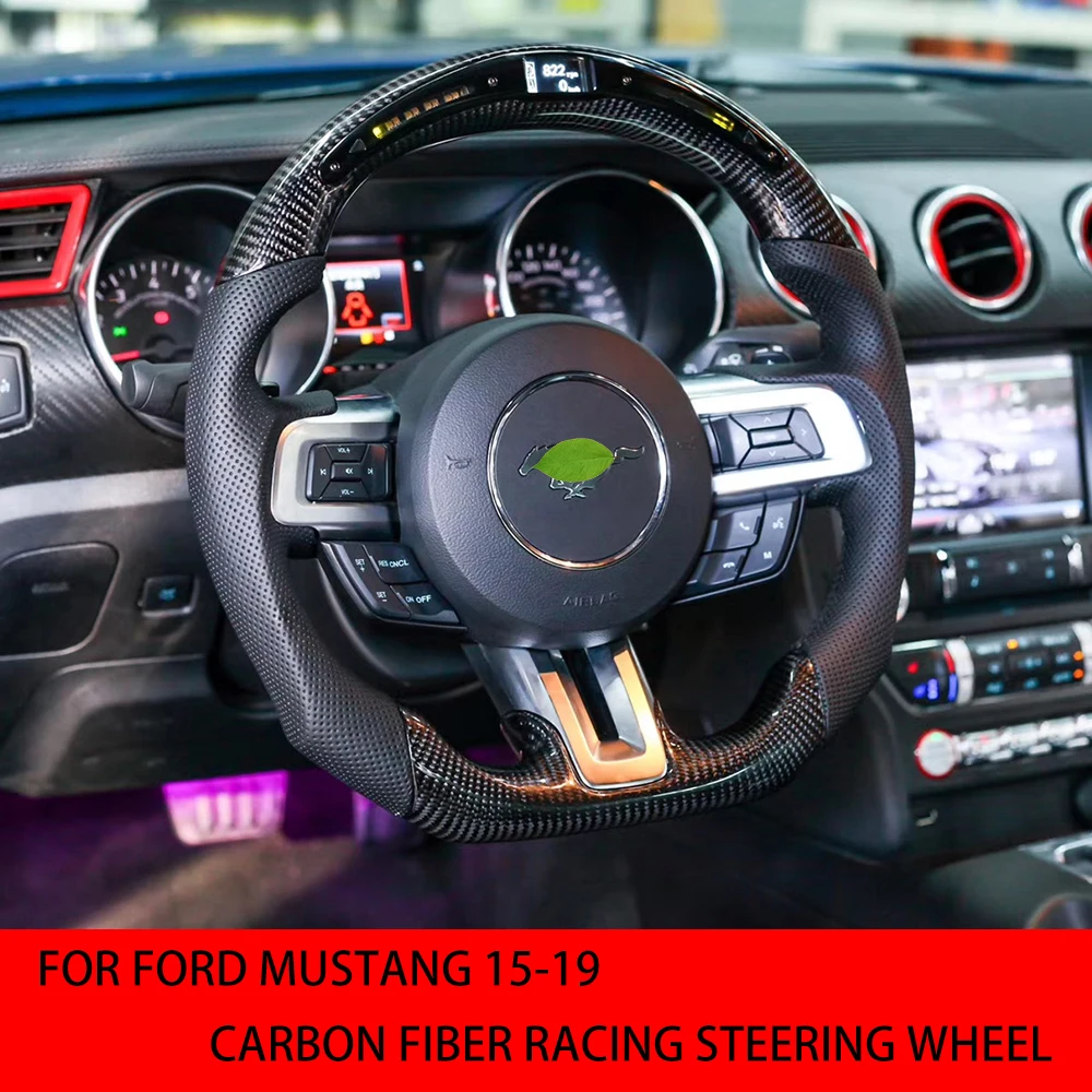 Фото Для гоночного руля Ford Mustang 2015 2016 2017 2018 2019 из углеродного волокна|Рулевые колеса и