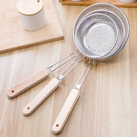 stainless steel grid filter spoons wooden handle hot pot skimmer scoop fried noodles food colander strainer utensils for kitchen