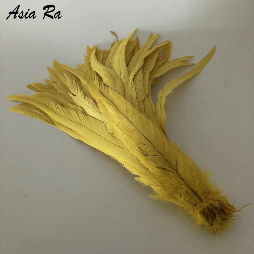 Бесплатная доставка 500 шт./лот желтый окрашенный свободный петух хвост перья 14 16