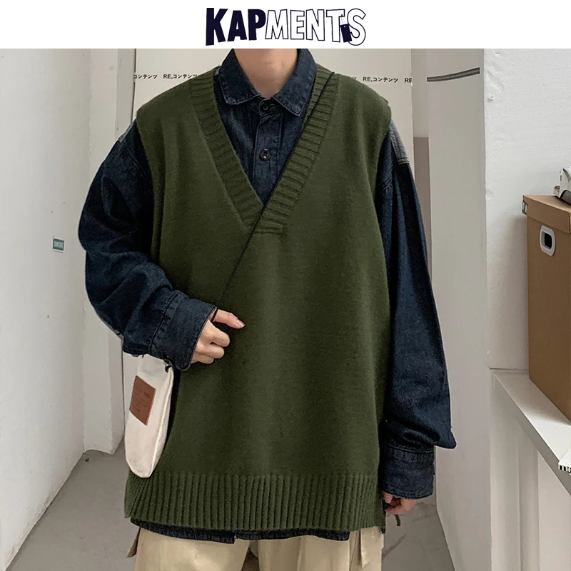 KAP мужские TS однотонные стиль Харадзюку свитер жилет пуловер 2020 - Цена: 