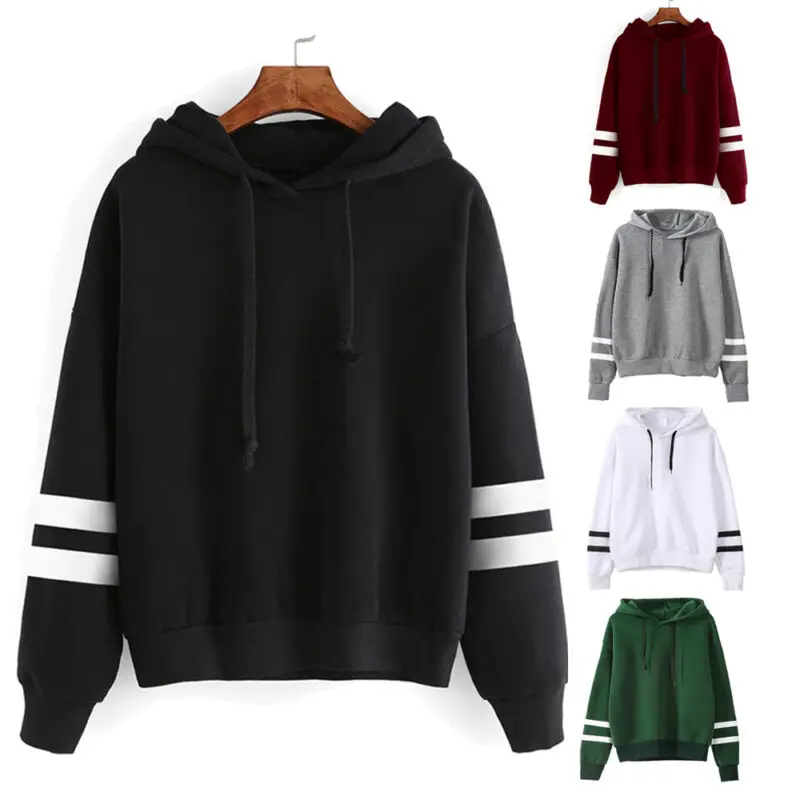MeiHuiDa New Style Fashion Women Long Sleeve With Hat Hoodie Solid Jumper Hooded Pullover Top Patchwork