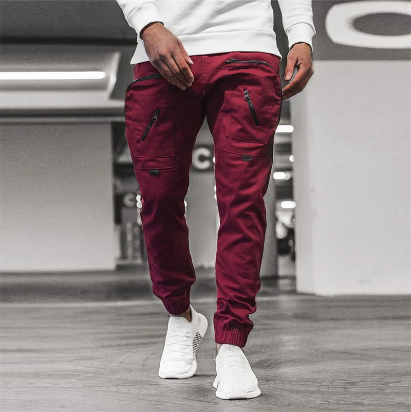 

Vintage Pocket Cargo Pants For Men 2021 Fashion High Street Design Sweat Trousers Man Spring Autumn Casual Zip Track Sport Pants