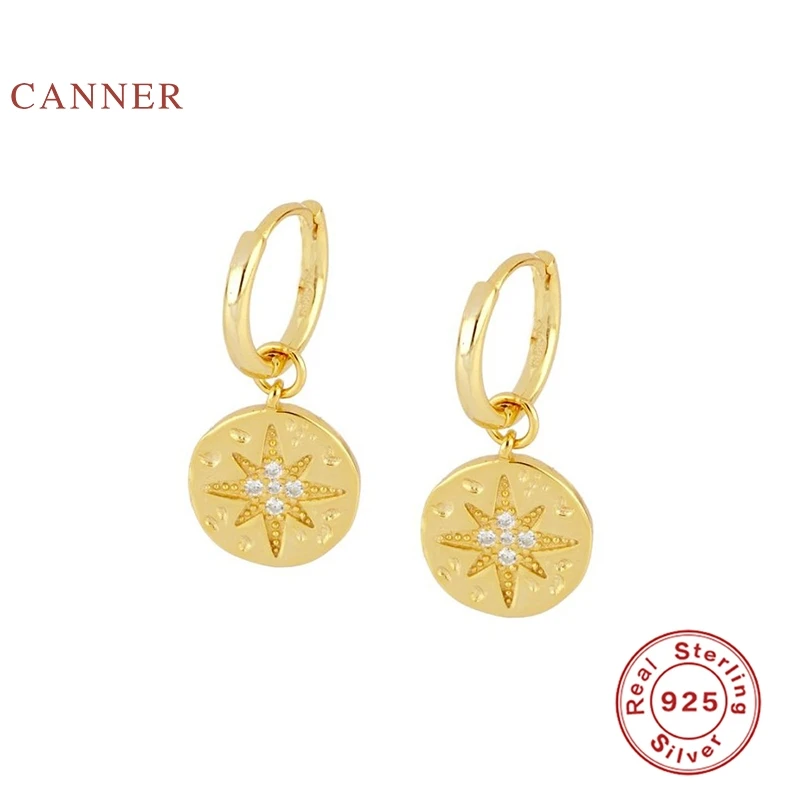 

Женские серьги CANNER из серебра 925 пробы, с цирконом, звездным небом, серьги-обручи, ювелирные украшения Joyero, 925