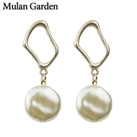mg classic irregular circle pearl earring for women simple elegant pearl jewelry stud earring fashion jewelry women accessories