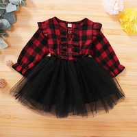 toddler kid baby girls christmas dress xmas pageant party princess tutu dress costume red plaid children girls lace dress d30