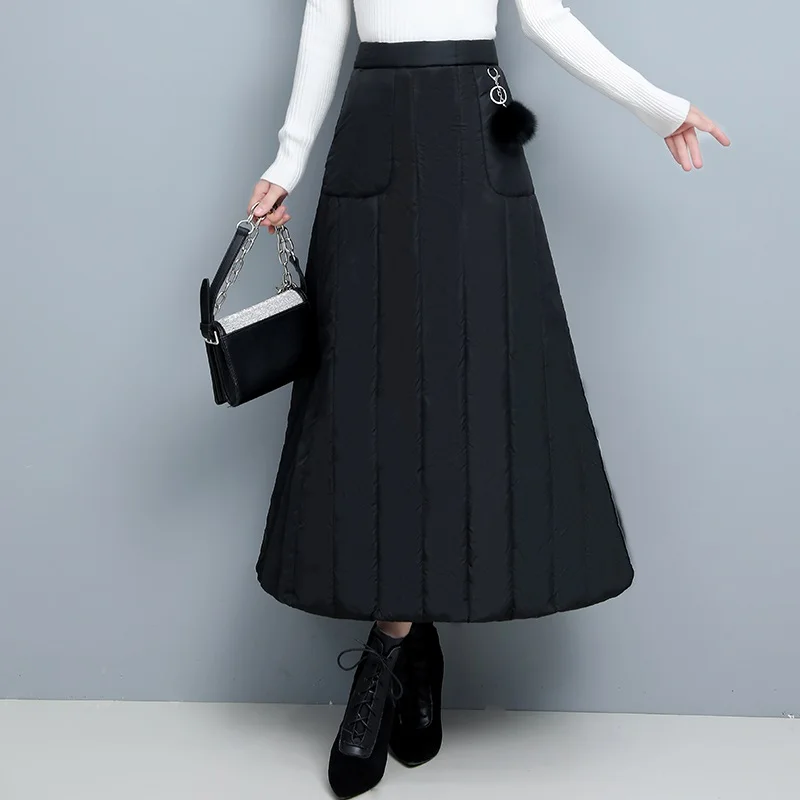 Черный пуховик из хлопка размера плюс винтажная одежда с высокой талией 2020 на