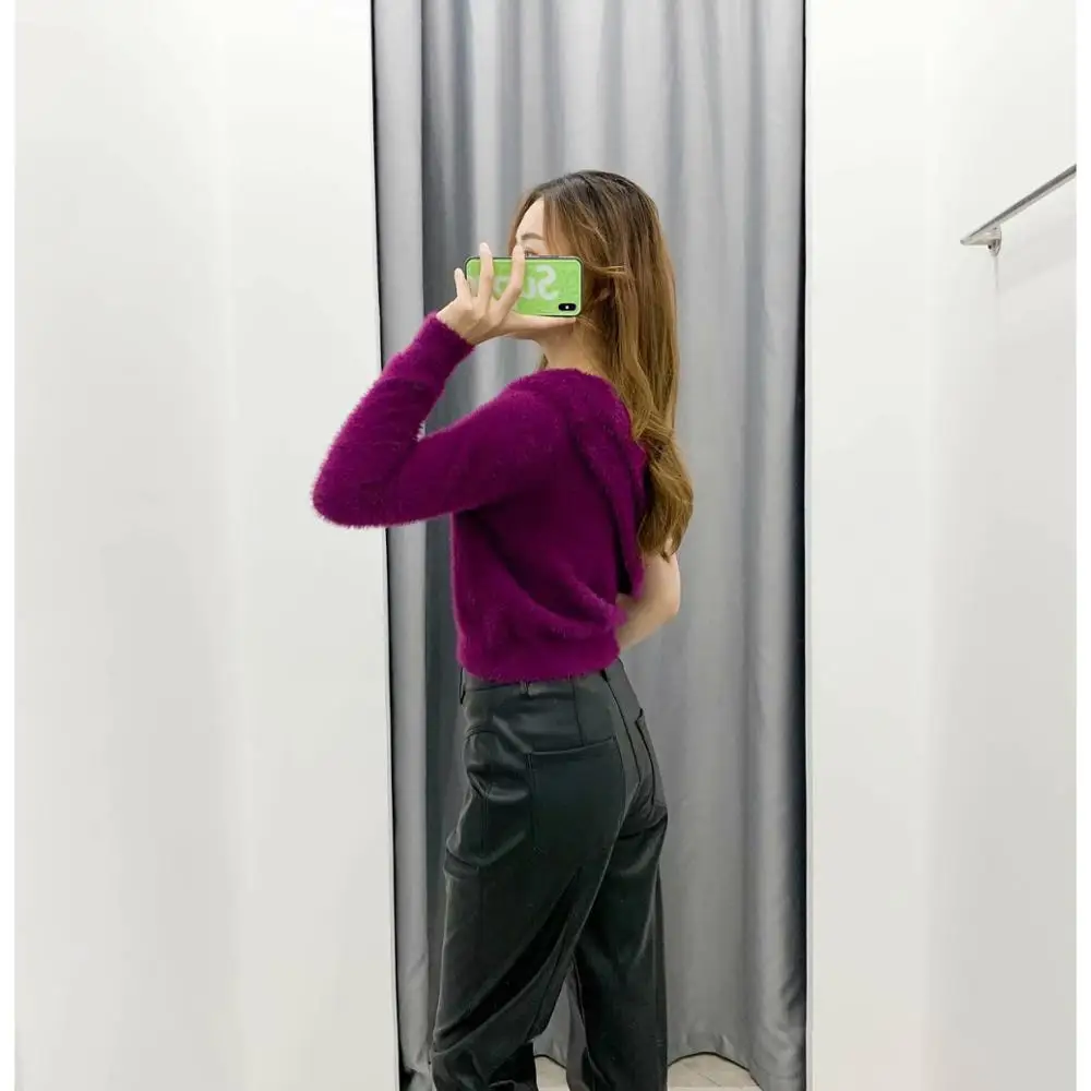 Женский зимний сексуальный свитер на одно плечо из искусственного меха 2019 Модные