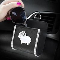 car air outlet storage box inlaid crystal cartoon storage mobile phone cosmetic key coin hanging bag decoration auto accessories