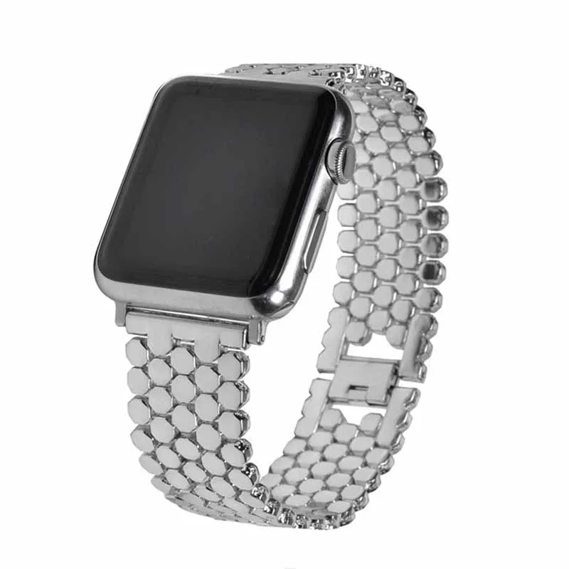 Apple Watch с 38 мм 40 мм 42 мм 44 мм модный Fishscale стиль ремешок из нержавеющей стали для Iwatch 1 2 3 4 ремешок браслет ремешок