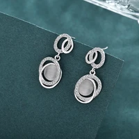 korean fashion geometric drop earrings for women 925 sterling silver jewelry gift zircon wedding earrings classic party jewelry