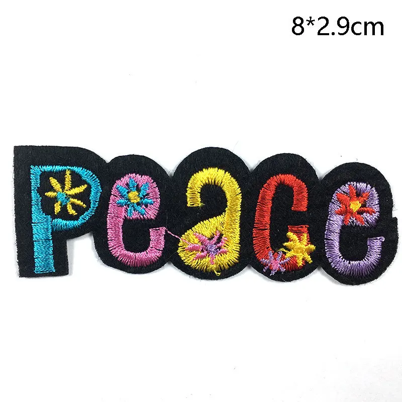 Красочные DIY Одежда патч знак любви мира букв слова Утюг на одежда с вышивкой