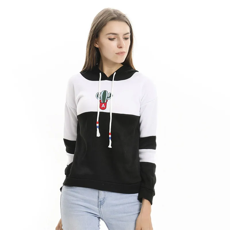 

2021 Spring Autumn Long Sleeve Female Hoodies Cactus Printing Fashion Loose Drawstring Pullovers Women Casual Hoodie Sweatshirt