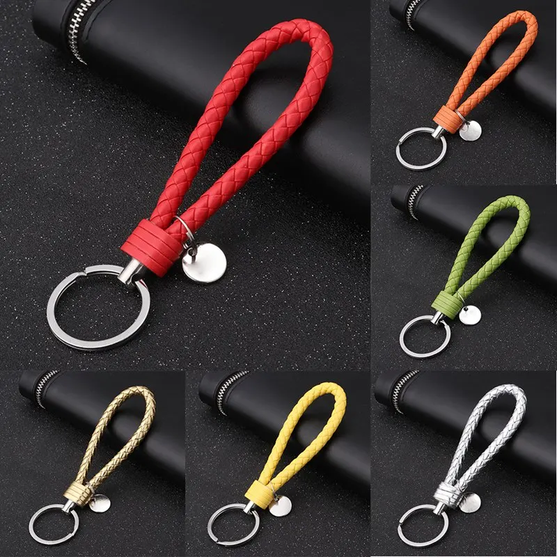 Мужской плетеный кожаный Веревка ручной работы Waven брелок из цинкового сплава