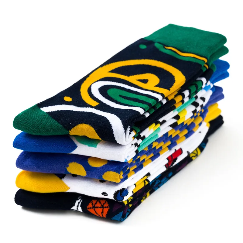 

Dot Stripe Geometric Creative Sock Mens Socks Funny Socks Women Cotton Crew Sock Colorful Print Sock Fall Winter New 5 Pairs/set