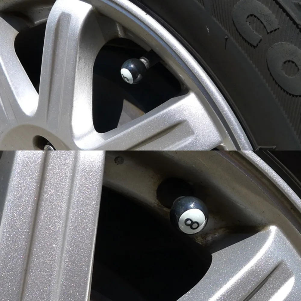 

4pcs Universal Auto Car Truck Bike Billiards "Pool 8 Ball" Tyre Air Valve Stem Caps Wheel Rims