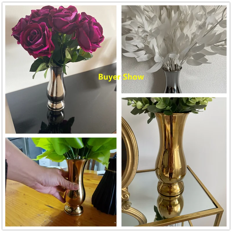 Современная мода серебряное и золотое покрытие настольные вазы украшения