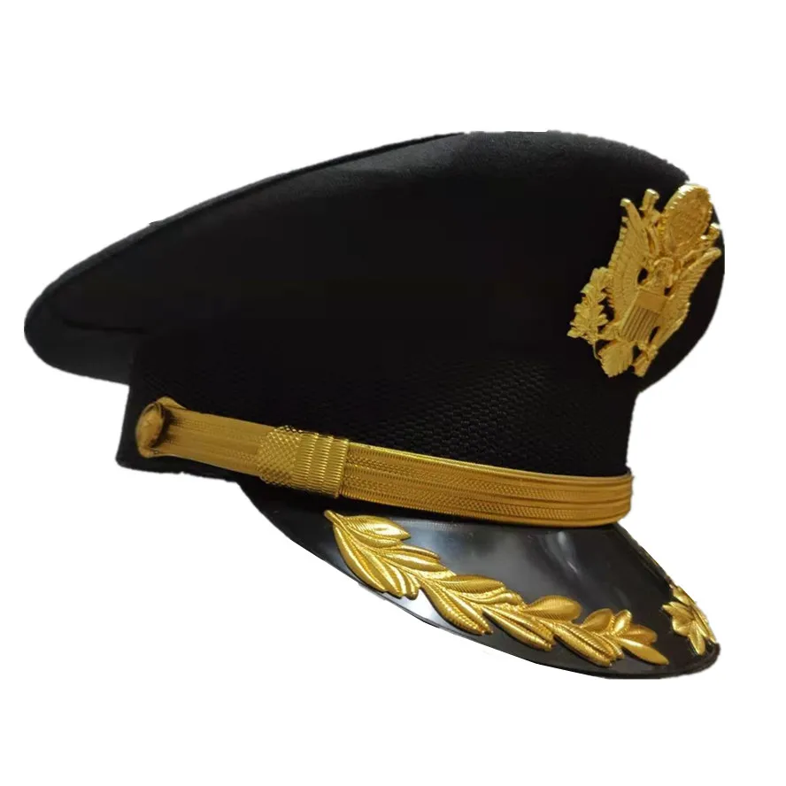 Мужская кепка в стиле милитари на весну и осень с плоским верхом из хлопка черные