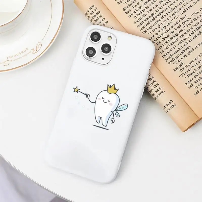 

Teeth health lovely Phone Case Candy Color for iPhone 6 7 8 11 12 s mini pro X XS XR MAX Plus