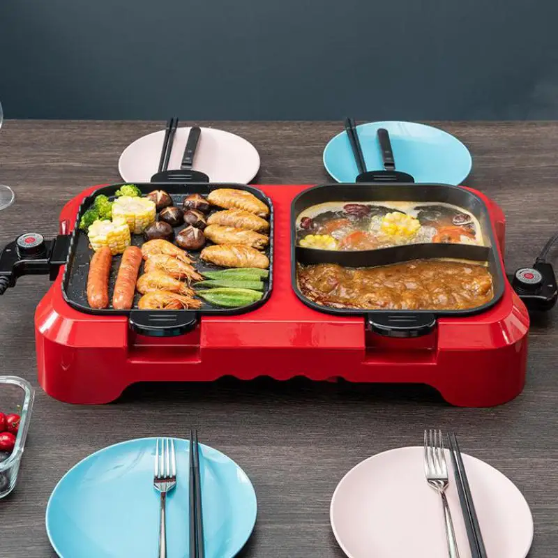 Горячий горшок для барбекю один большой емкости Корейский съемная электрическая